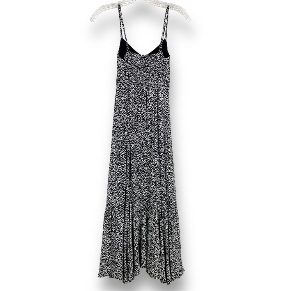 By Anthropologie Animal Print Sundress Ruffle Black and White Womens Size 0 - Picture 9 of 12